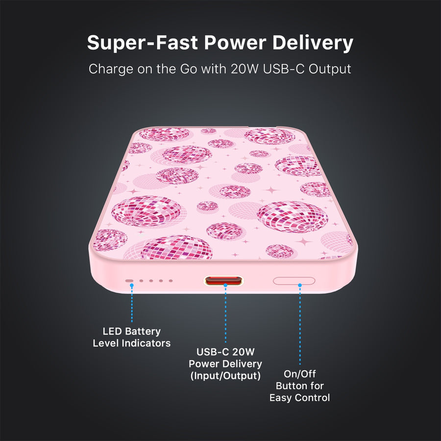 MyBat Design Lab 5000mAh Magnetic Wireless Power Bank - Pink - Disco Balls - MPBBAT133-PK-109-7.jpg