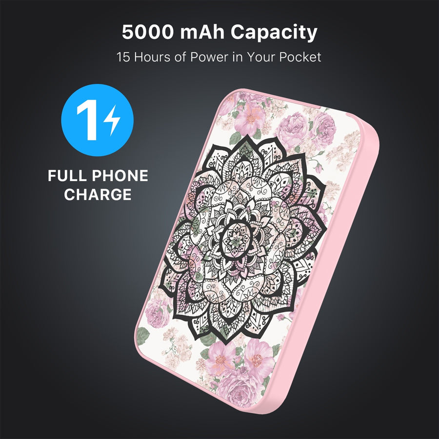 MyBat Design Lab 5000mAh Magnetic Wireless Power Bank - Pink - Mandala - MPBBAT133-PK-113-8.jpg