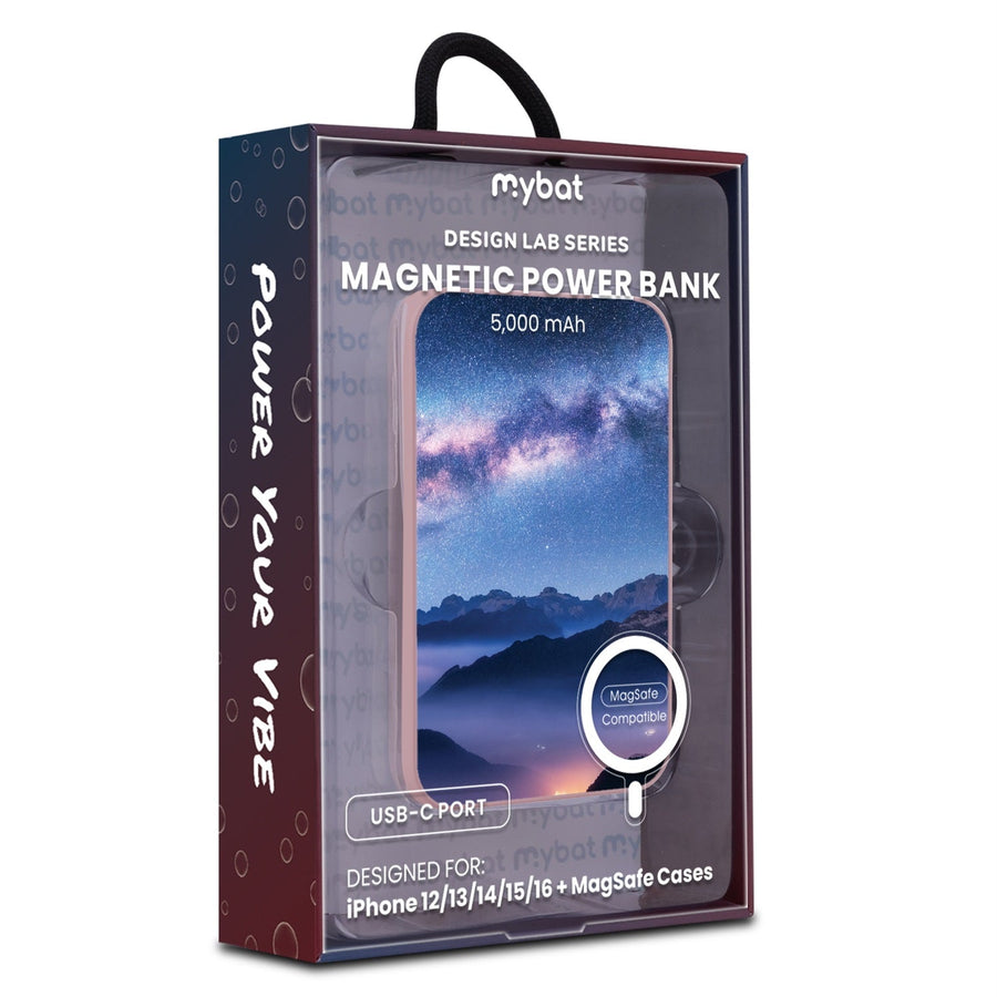 MyBat Design Lab 5000mAh Magnetic Wireless Power Bank - Pink - Celestial Mountains