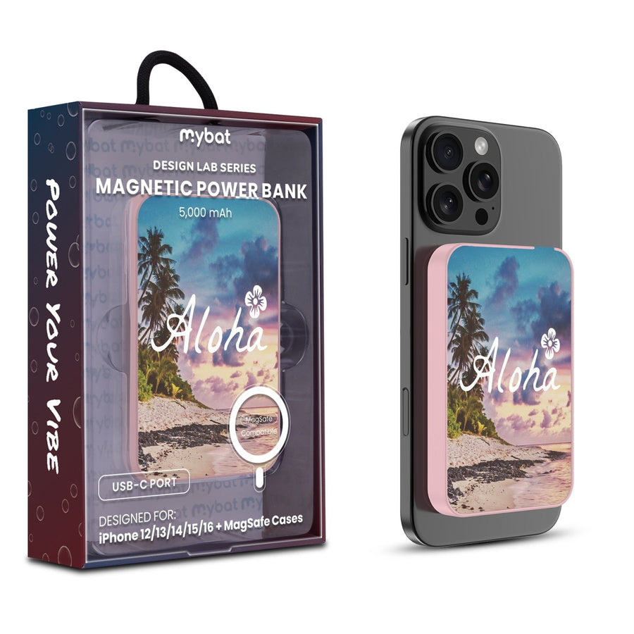 MyBat Design Lab 5000mAh Magnetic Wireless Power Bank - Pink - Aloha