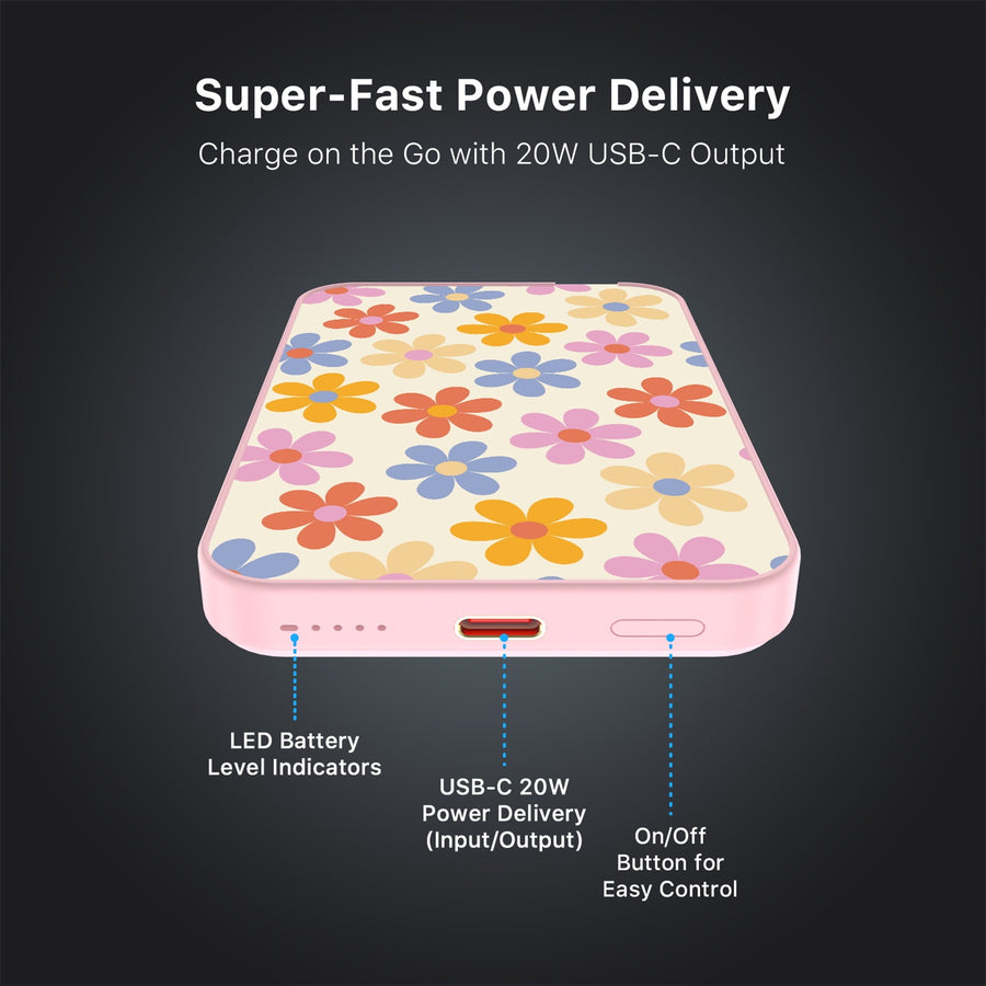 MyBat Design Lab 5000mAh Magnetic Wireless Power Bank - Pink - Retro Daisies - MPBBAT133-PK-137-7.jpg