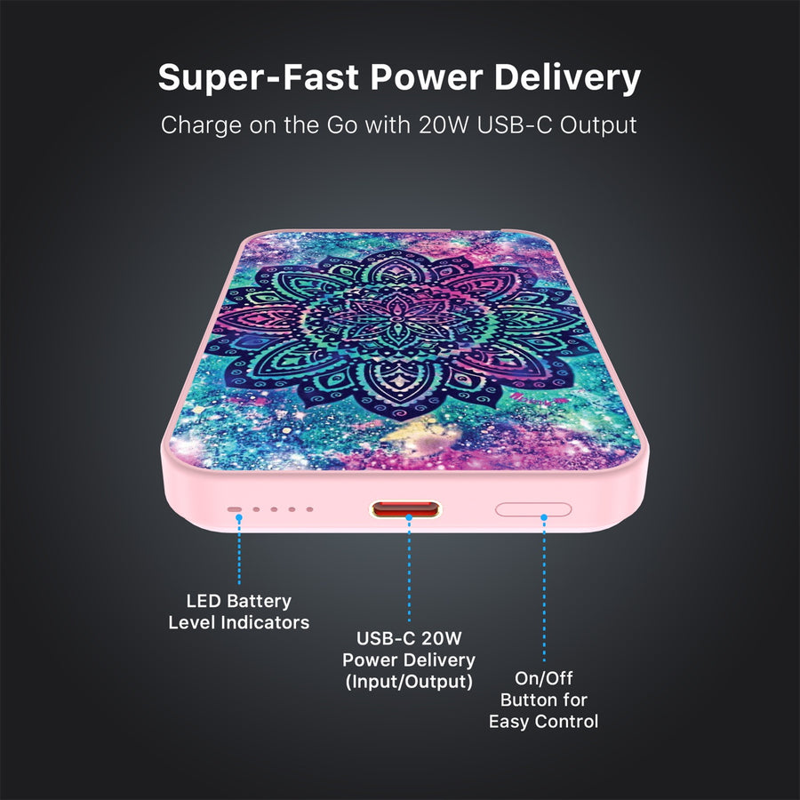 MyBat Design Lab 5000mAh Magnetic Wireless Power Bank - Pink - Cosmic Mandala - MPBBAT133-PK-165-7.jpg