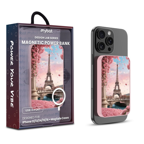 MyBat Design Lab 5000mAh Magnetic Wireless Power Bank - Pink - Paris In Bloom - MPBBAT133-PK-183-1.jpg