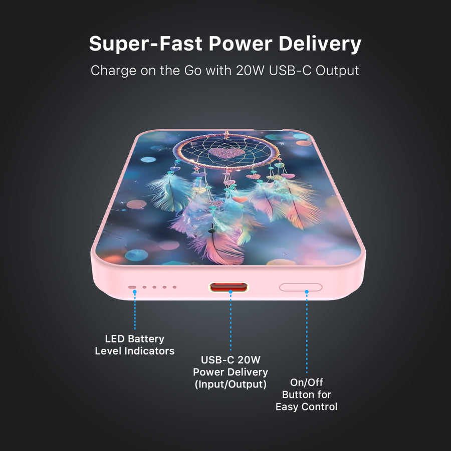 MyBat Design Lab 5000mAh Magnetic Wireless Power Bank - Pink - Pastel Dreamcatcher - MPBBAT133-PK-376-7.jpg