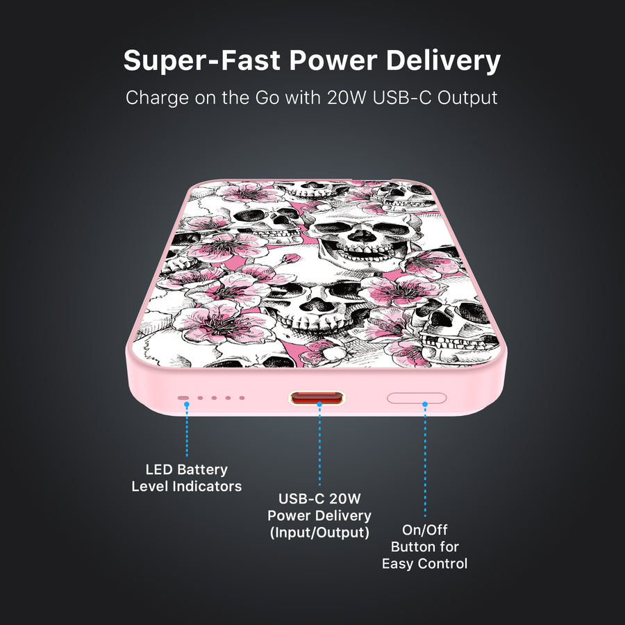 MyBat Design Lab 5000mAh Magnetic Wireless Power Bank - Pink - Death Blooms - MPBBAT133-PK-419-7.jpg