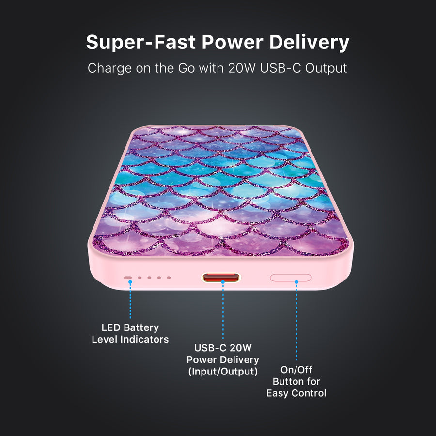 MyBat Design Lab 5000mAh Magnetic Wireless Power Bank - Pink - Mermaid Scales - MPBBAT133-PK-458-7.jpg
