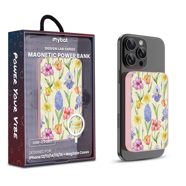 MyBat Design Lab 5000mAh Magnetic Wireless Power Bank - Pink - Spring Has Sprung - MPBBAT133-PK-467-1.jpg