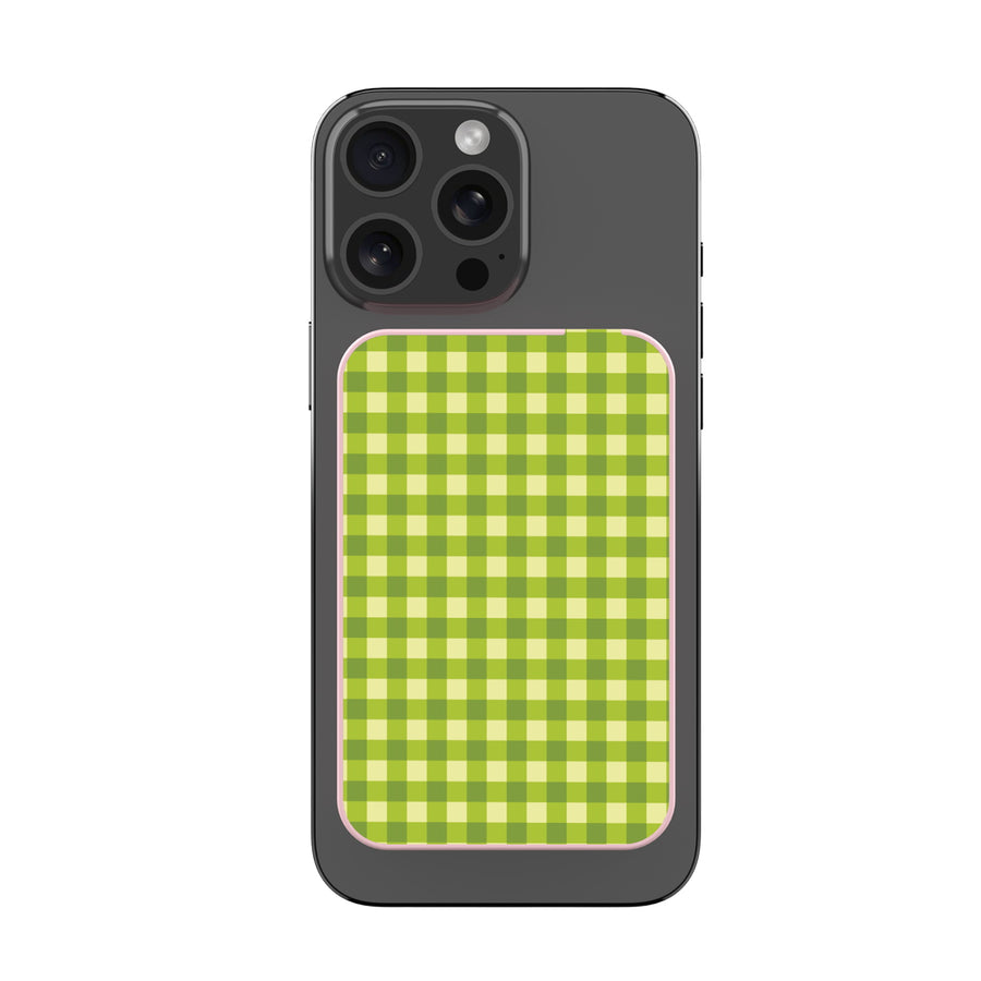 MyBat Design Lab 5000mAh Magnetic Wireless Power Bank - Pink - Green Gingham - MPBBAT133-PK-476-3.jpg