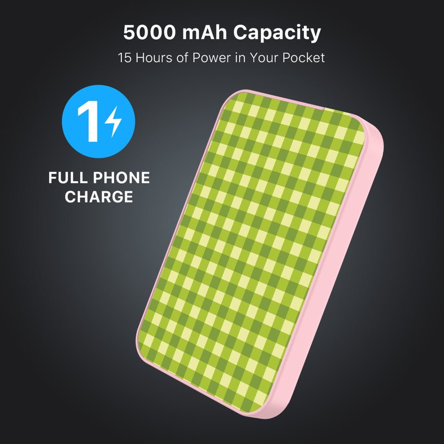 MyBat Design Lab 5000mAh Magnetic Wireless Power Bank - Pink - Green Gingham - MPBBAT133-PK-476-8.jpg