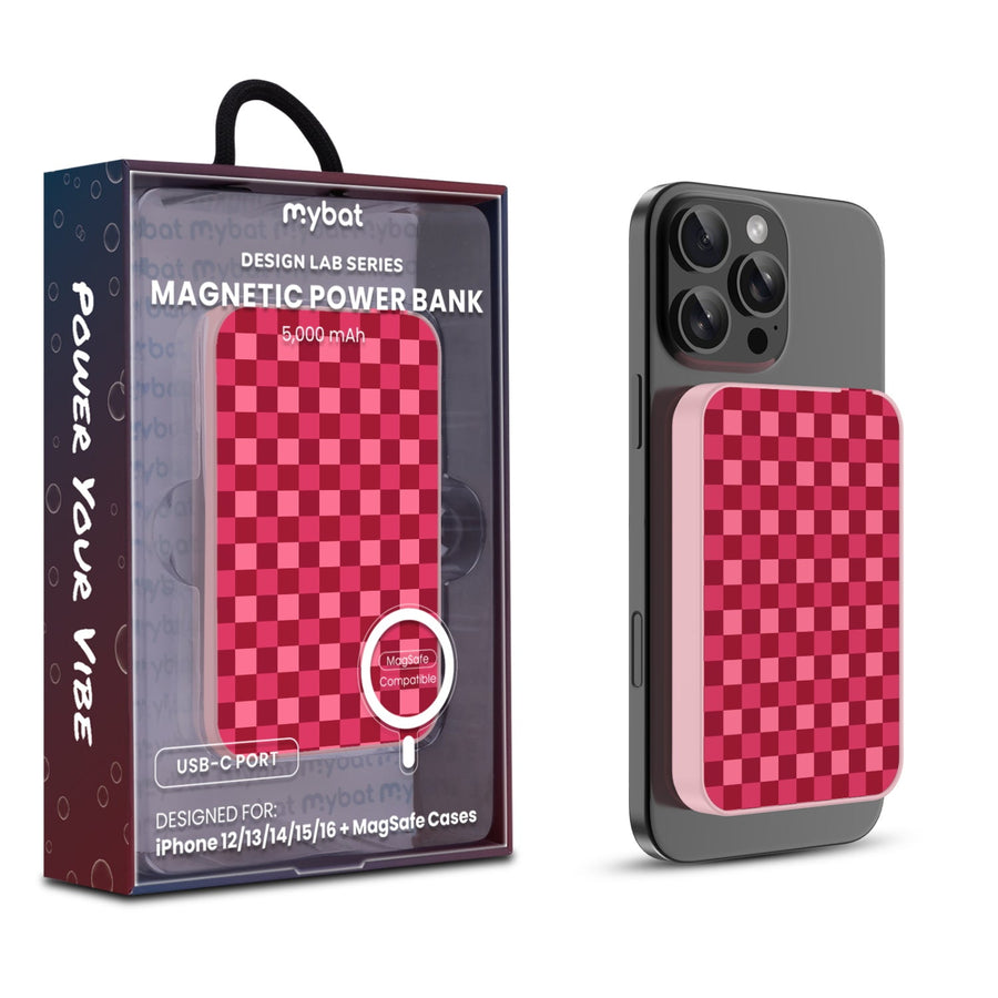 MyBat Design Lab 5000mAh Magnetic Wireless Power Bank - Pink - Raspberry Check