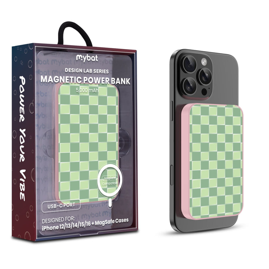 MyBat Design Lab 5000mAh Magnetic Wireless Power Bank - Pink - Matcha Check