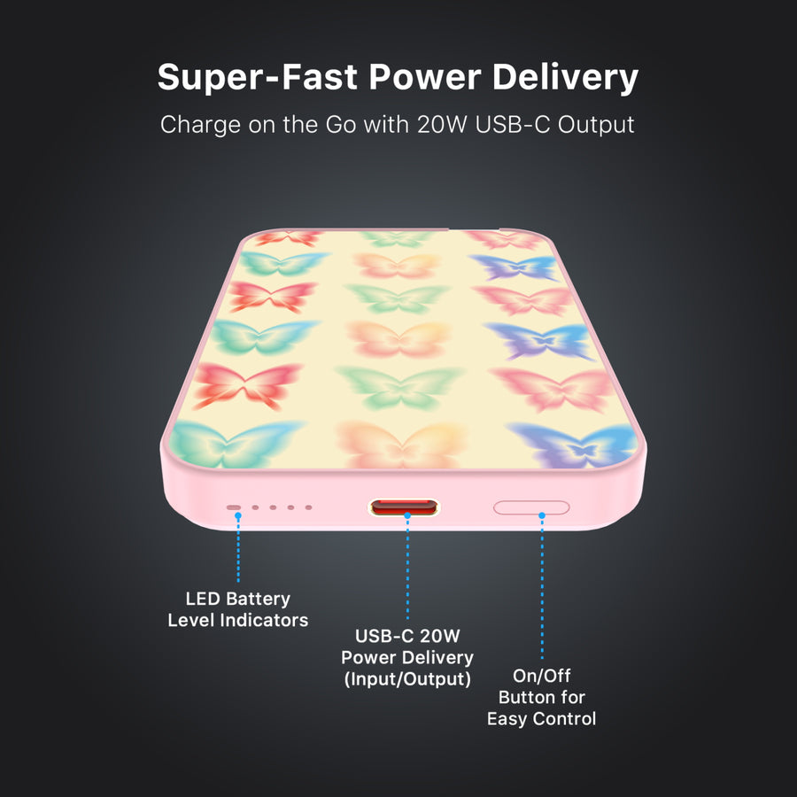 MyBat Design Lab 5000mAh Magnetic Wireless Power Bank - Pink - Technicolor Butterflies - MPBBAT133-PK-487-7.jpg