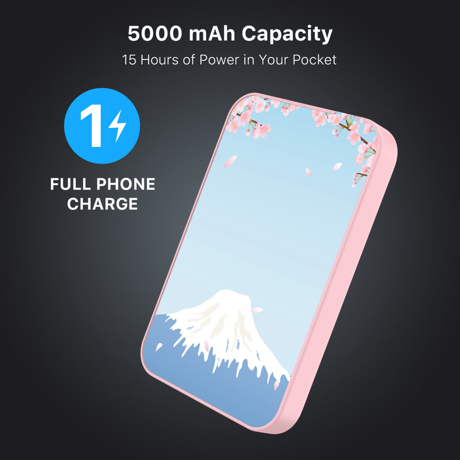 MyBat Design Lab 5000mAh Magnetic Wireless Power Bank - Pink - Fuji Blossoms - MPBBAT133-PK-492-8.jpg