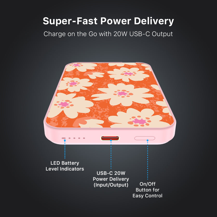 MyBat Design Lab 5000mAh Magnetic Wireless Power Bank - Pink – Sunset Hibiscus - MPBBAT133-PK-531-6.JPG