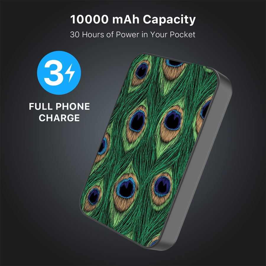 MyBat Design Lab 10000mAh Magnetic Wireless Power Bank - Black - Peacock Feathers - MPBBAT141-BK-018-8.jpg