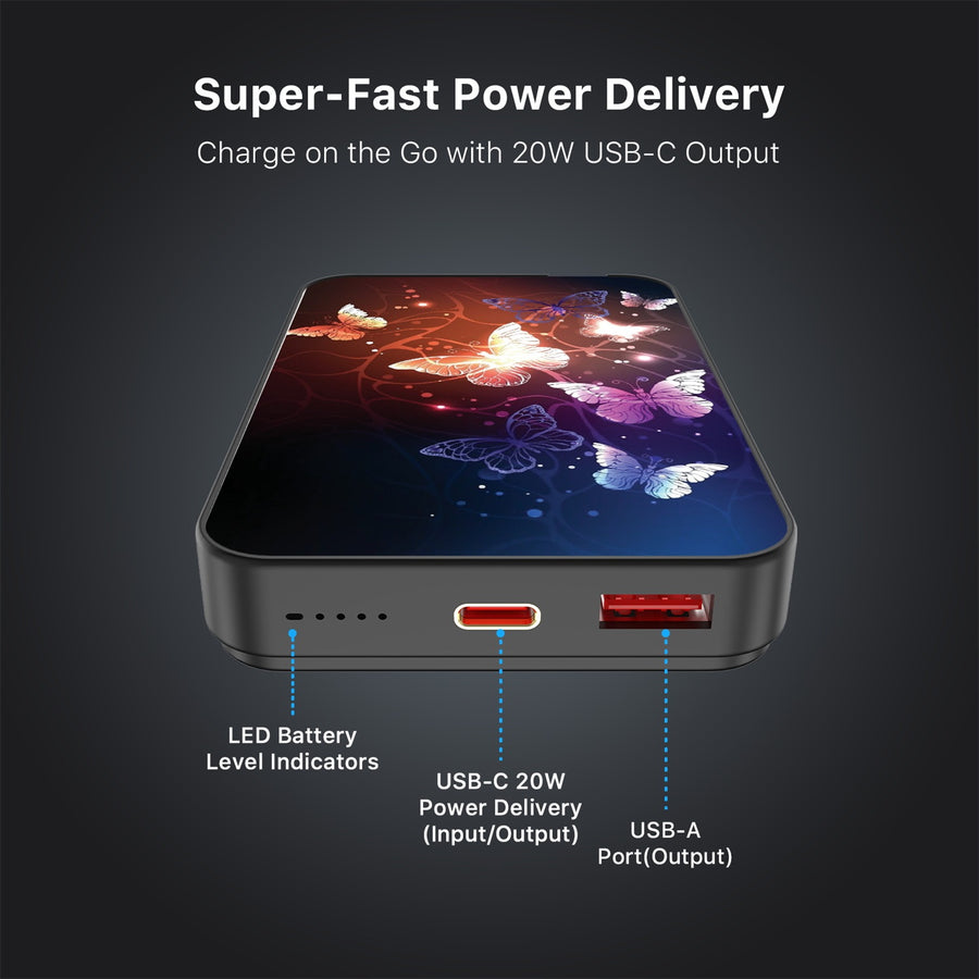 MyBat Design Lab 10000mAh Magnetic Wireless Power Bank - Black - Neon Butterflies - MPBBAT141-BK-022-7.jpg
