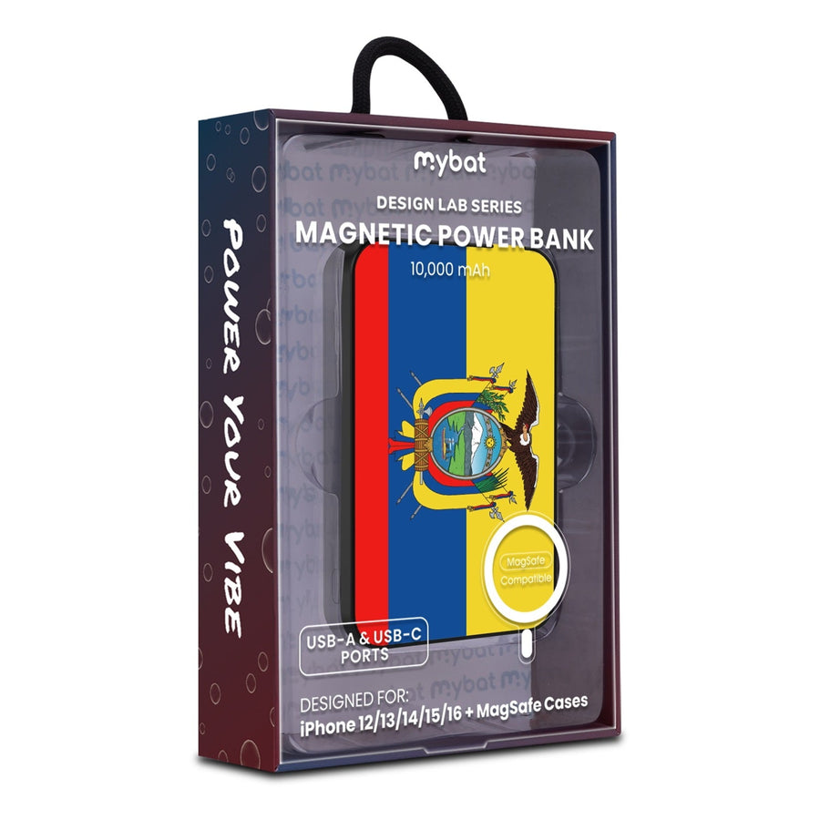 MyBat Design Lab 10000mAh Magnetic Wireless Power Bank - Black - Ecuadorean Flag