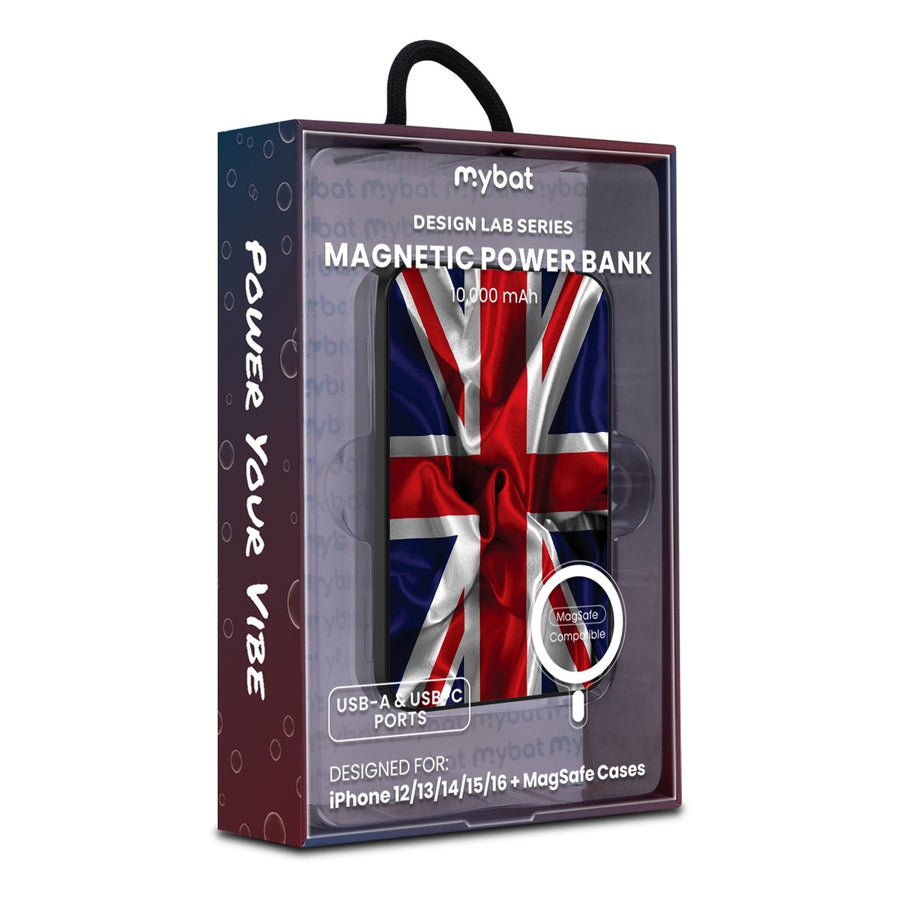 MyBat Design Lab 10000mAh Magnetic Wireless Power Bank - Black - British Flag