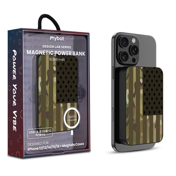 MyBat Design Lab 10000mAh Magnetic Wireless Power Bank - Black - Military Camouflage American Flag - MPBBAT141-BK-054-1.jpg