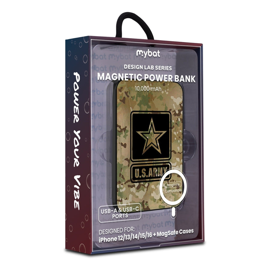 MyBat Design Lab 10000mAh Magnetic Wireless Power Bank - Black - U.S. Army