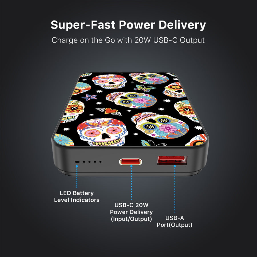 MyBat Design Lab 10000mAh Magnetic Wireless Power Bank - Black - Day of the Dead - MPBBAT141-BK-056-7.jpg