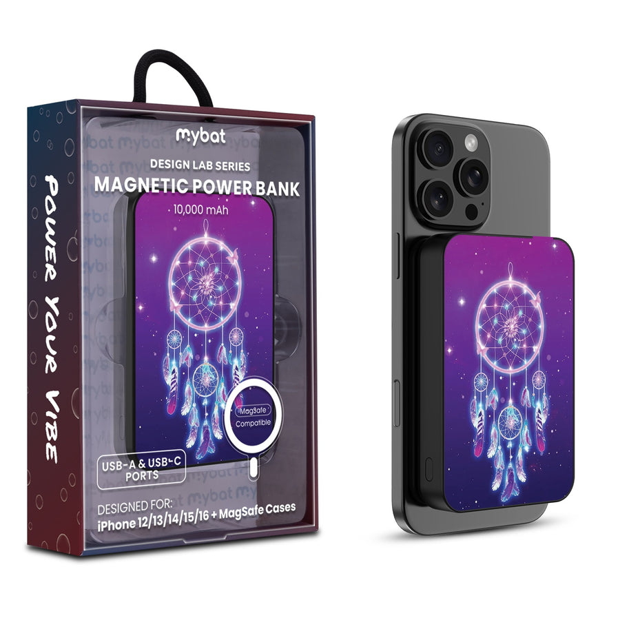MyBat Design Lab 10000mAh Magnetic Wireless Power Bank - Black - Neon Dreamcatcher - MPBBAT141-BK-114-1.jpg