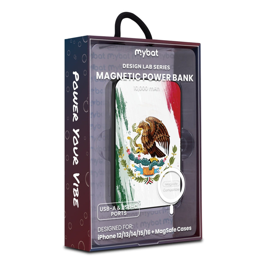 MyBat Design Lab 10000mAh Magnetic Wireless Power Bank - Black - Bandera de México