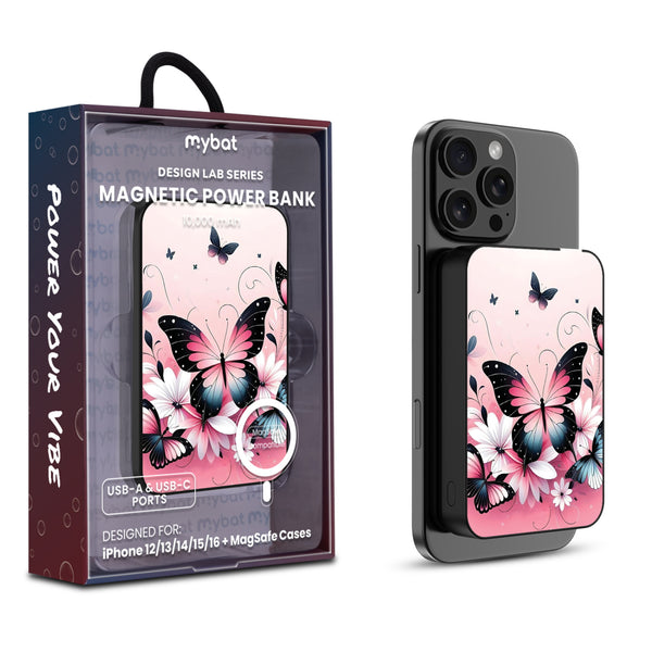 MyBat Design Lab 10000mAh Magnetic Wireless Power Bank - Black - Butterfly Bouquet - MPBBAT141-BK-184-1.jpg