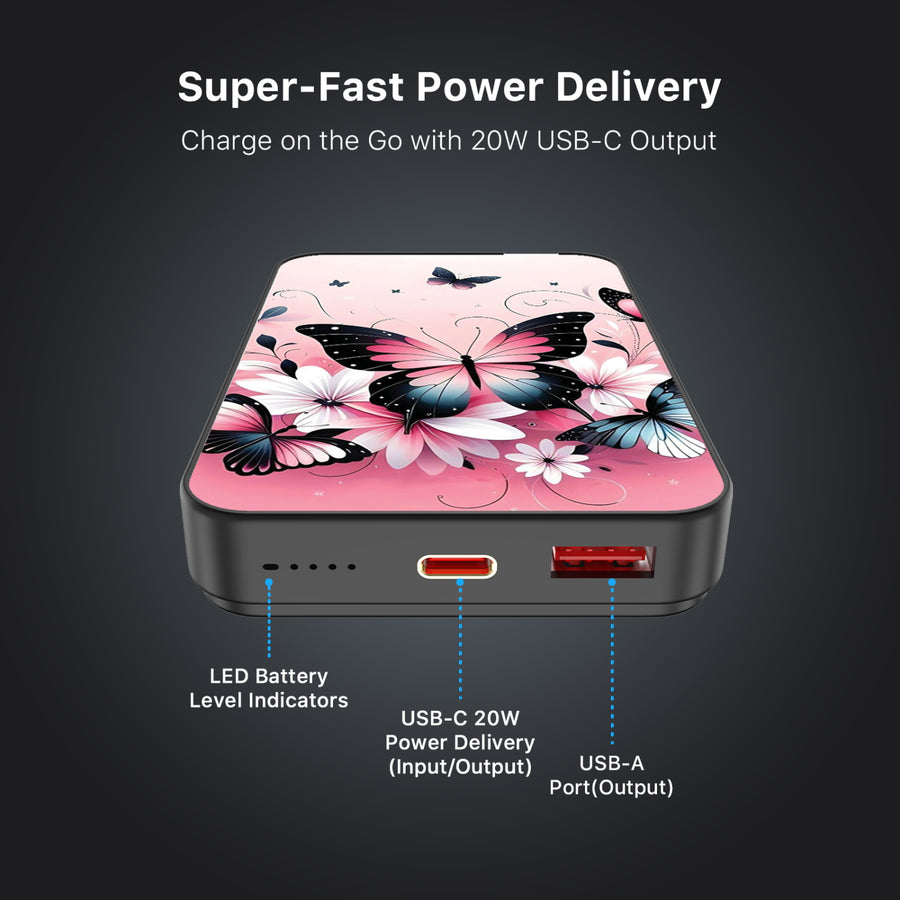 MyBat Design Lab 10000mAh Magnetic Wireless Power Bank - Black - Butterfly Bouquet - MPBBAT141-BK-184-7.jpg