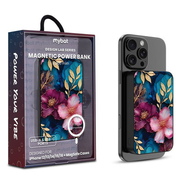 MyBat Design Lab 10000mAh Magnetic Wireless Power Bank - Black - Gilded Petals - MPBBAT141-BK-188-1.jpg