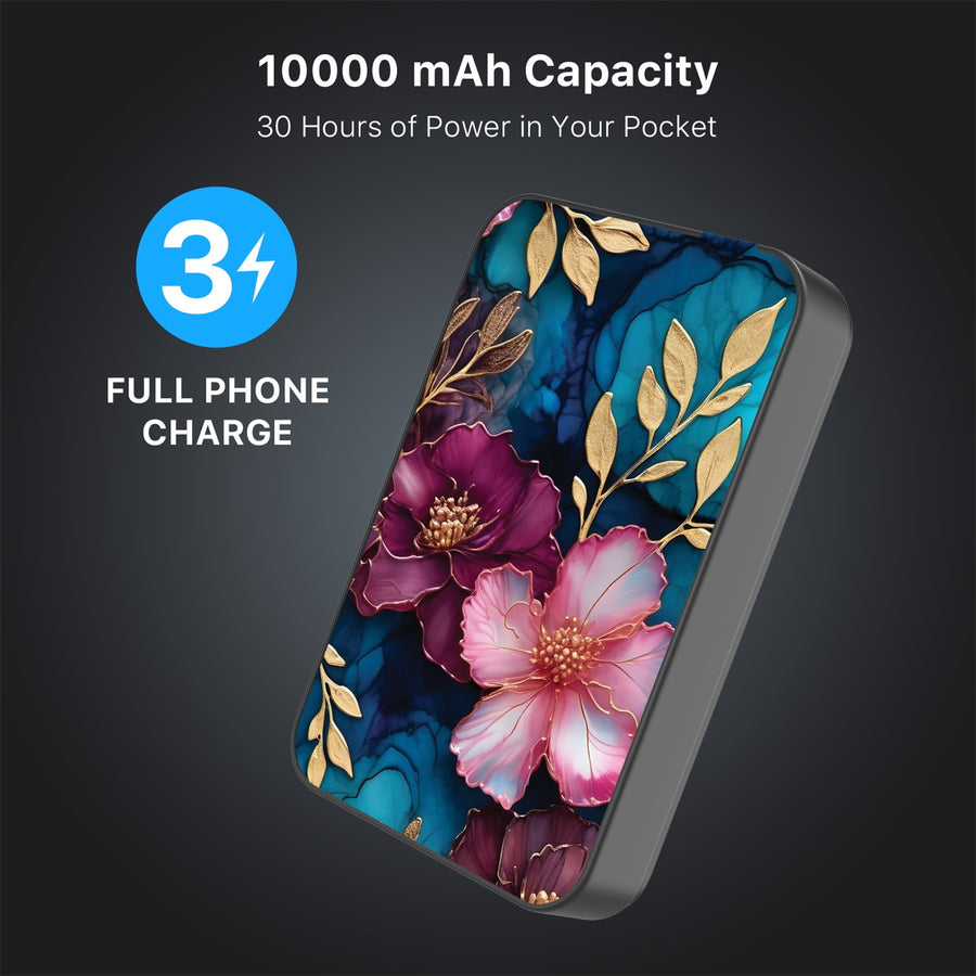 MyBat Design Lab 10000mAh Magnetic Wireless Power Bank - Black - Gilded Petals - MPBBAT141-BK-188-8.jpg