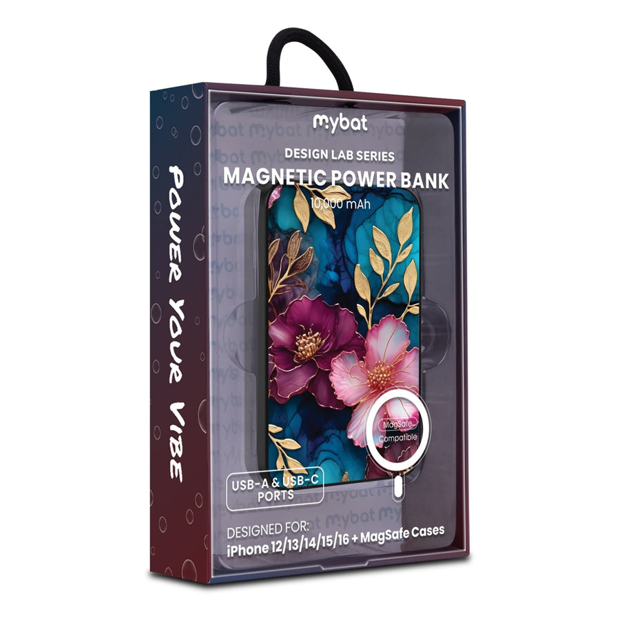 MyBat Design Lab 10000mAh Magnetic Wireless Power Bank - Black - Gilded Petals - MPBBAT141-BK-188-9.jpg