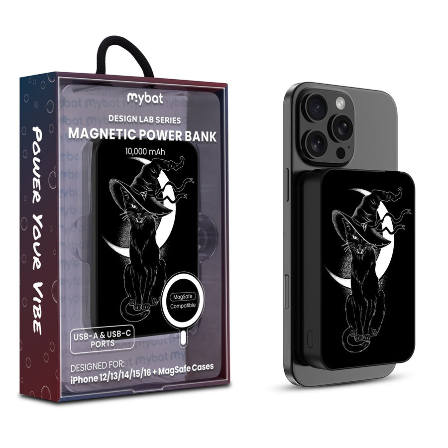 MyBat Design Lab 10000mAh Magnetic Wireless Power Bank - Black Cat Magic - MPBBAT141-BK-223-1.jpg