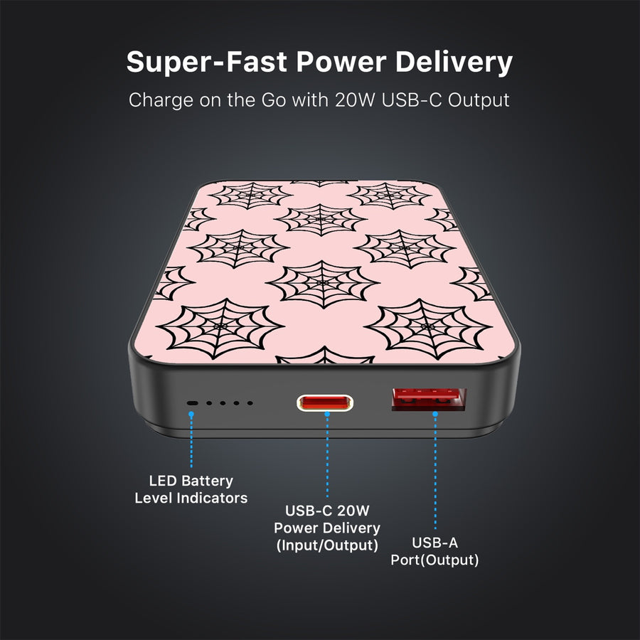 MyBat Design Lab 10000mAh Magnetic Wireless Power Bank - Black - Pink Spider Web - MPBBAT141-BK-227-7.jpg