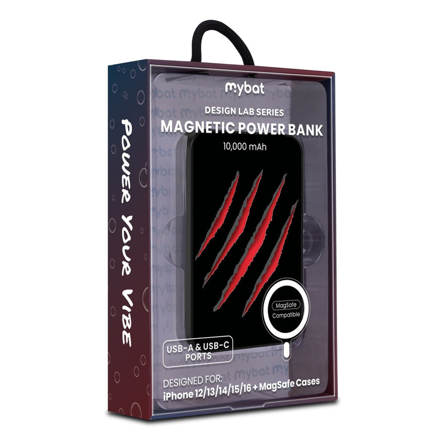 MyBat Design Lab 10000mAh Magnetic Wireless Power Bank - Black - Claw Marks