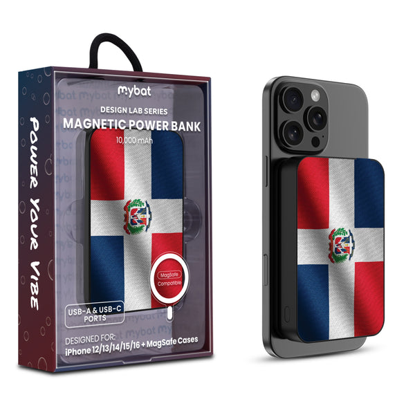 MyBat Design Lab 10000mAh Magnetic Wireless Power Bank - Black - Dominican Republic Flag - MPBBAT141-BK-307-1.jpg