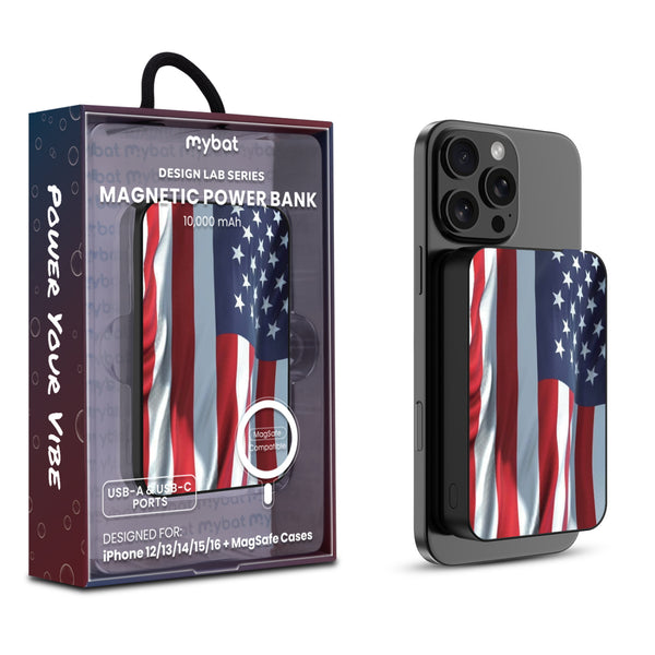 MyBat Design Lab 10000mAh Magnetic Wireless Power Bank - Black - Waving USA FLag - MPBBAT141-BK-367-1.jpg