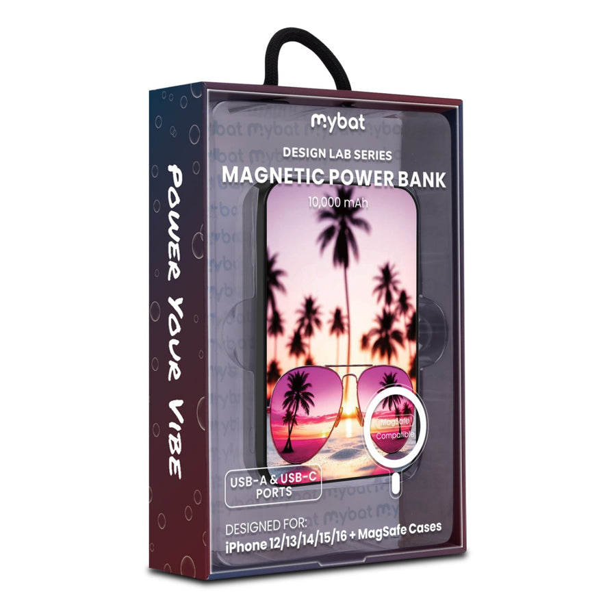 MyBat Design Lab 10000mAh Magnetic Wireless Power Bank - Black - California Sunset
