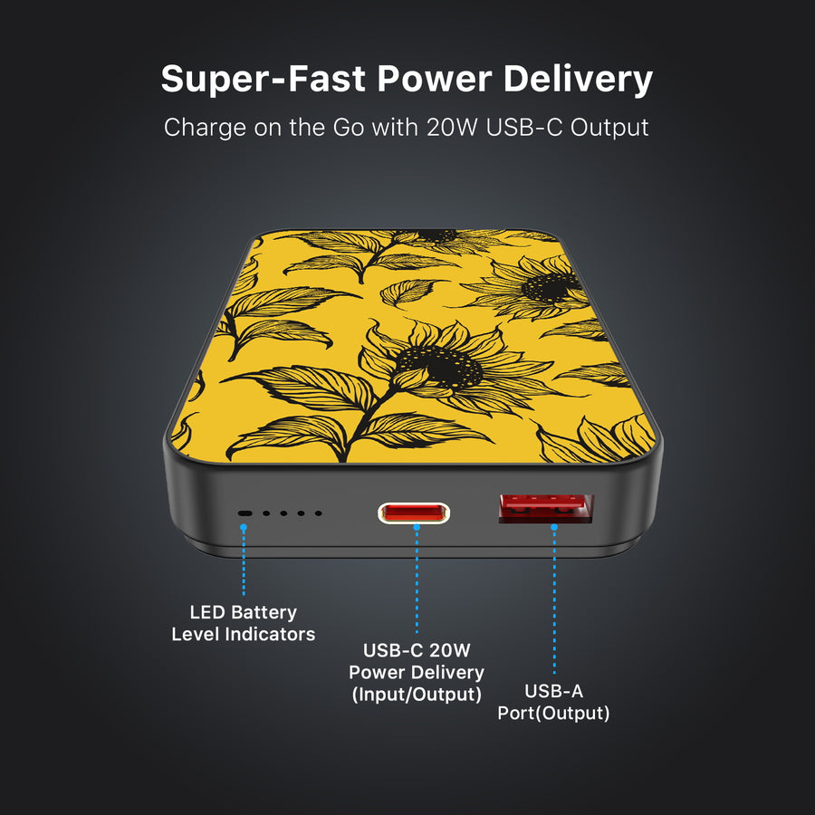 MyBat Design Lab 10000mAh Magnetic Wireless Power Bank - Black - Golden Sunflowers - MPBBAT141-BK-444-7.jpg