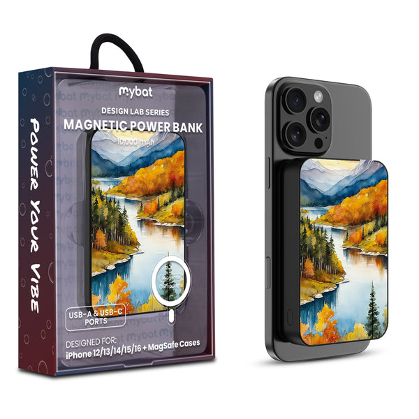 MyBat Design Lab 10000mAh Magnetic Wireless Power Bank - Black - Impressionist Foliage - MPBBAT141-BK-452-1.jpg