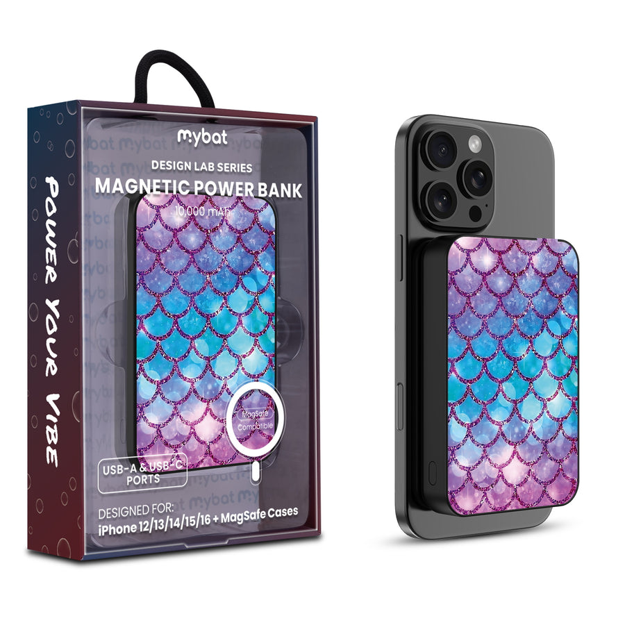 MyBat Design Lab 10000mAh Magnetic Wireless Power Bank - Black - Mermaid Scales - MPBBAT141-BK-458-1.jpg
