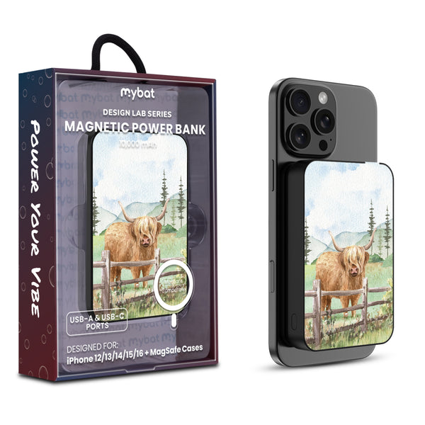 MyBat Design Lab 10000mAh Magnetic Wireless Power Bank - Black - Highland Cow - MPBBAT141-BK-470-1.jpg