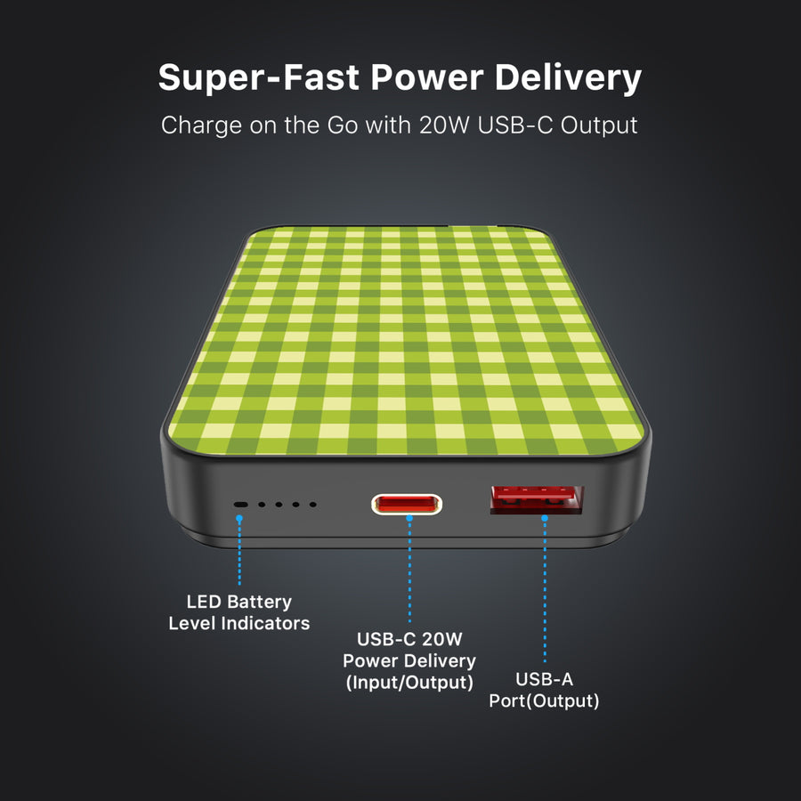 MyBat Design Lab 10000mAh Magnetic Wireless Power Bank - Black - Green Gingham - MPBBAT141-BK-476-7.jpg