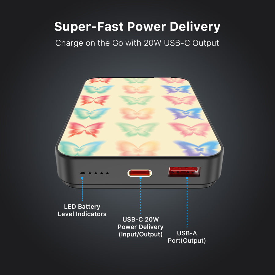 MyBat Design Lab 10000mAh Magnetic Wireless Power Bank - Black - Technicolor Butterflies - MPBBAT141-BK-487-7.jpg