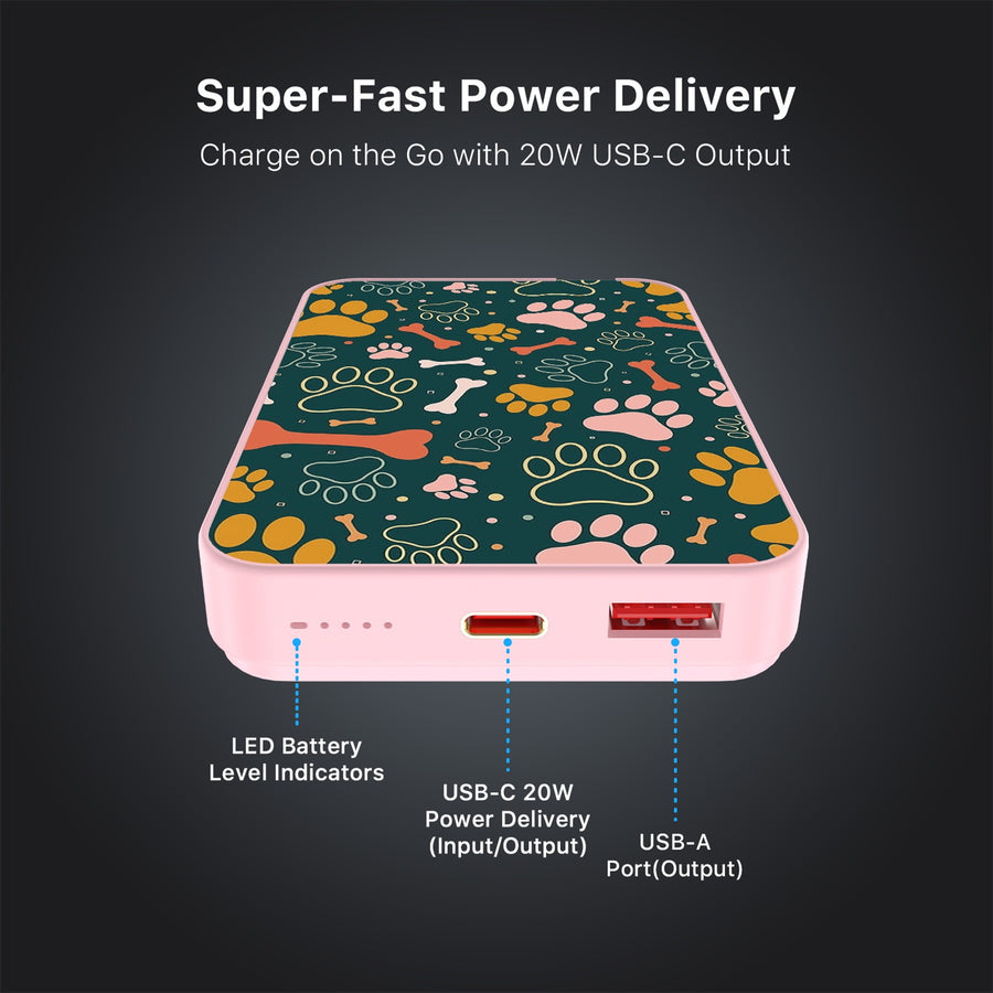 MyBat Design Lab 10000mAh Magnetic Wireless Power Bank - Pink - Paw Prints & Bones - MPBBAT143-PK-003-7.jpg