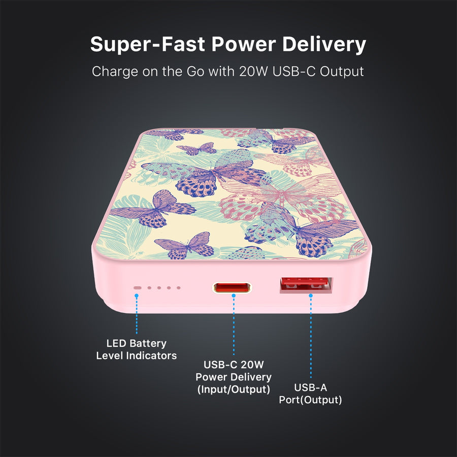MyBat Design Lab 10000mAh Magnetic Wireless Power Bank - Pink - Butterflies - MPBBAT143-PK-019-7.jpg