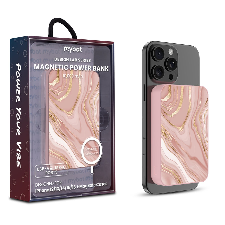 MyBat Design Lab 10000mAh Magnetic Wireless Power Bank - Pink - Pink Marble - MPBBAT143-PK-107-1.jpg