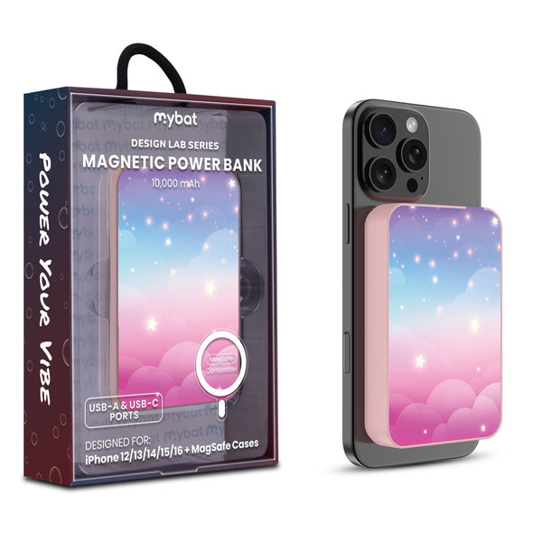 MyBat Design Lab 10000mAh Magnetic Wireless Power Bank - Pink - Clouds & Stars - MPBBAT143-PK-110-1.jpg