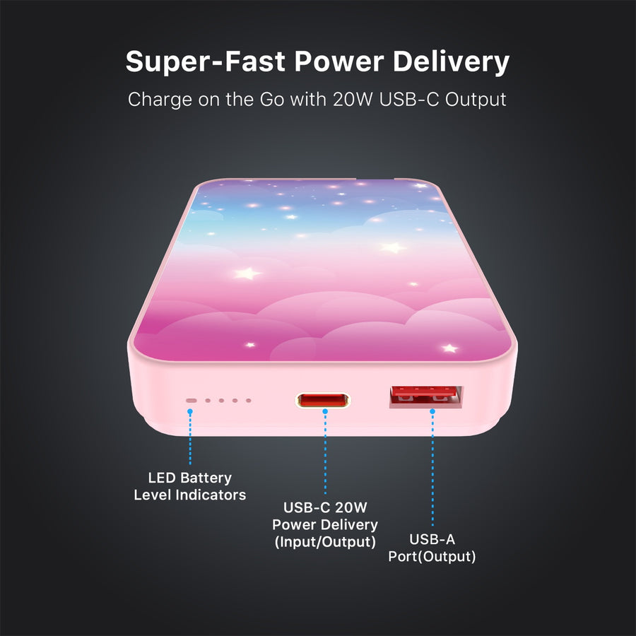 MyBat Design Lab 10000mAh Magnetic Wireless Power Bank - Pink - Clouds & Stars - MPBBAT143-PK-110-7.jpg