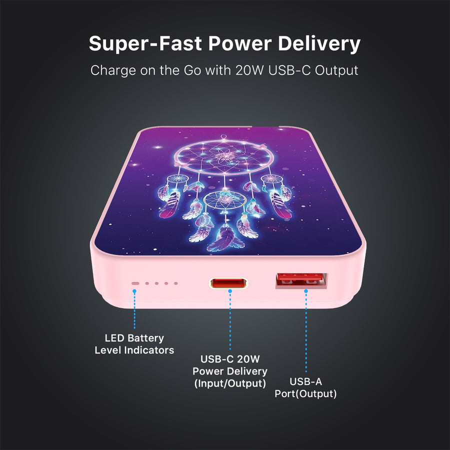 MyBat Design Lab 10000mAh Magnetic Wireless Power Bank - Pink - Neon Dreamcatcher - MPBBAT143-PK-114-7.jpg